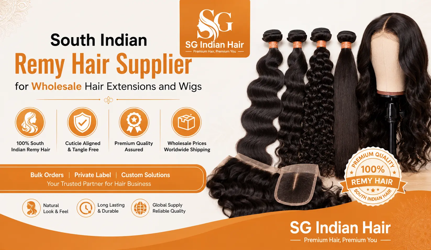 South Indian Remy Hair Supplier for Wholesale Hair Extensions and Wigs